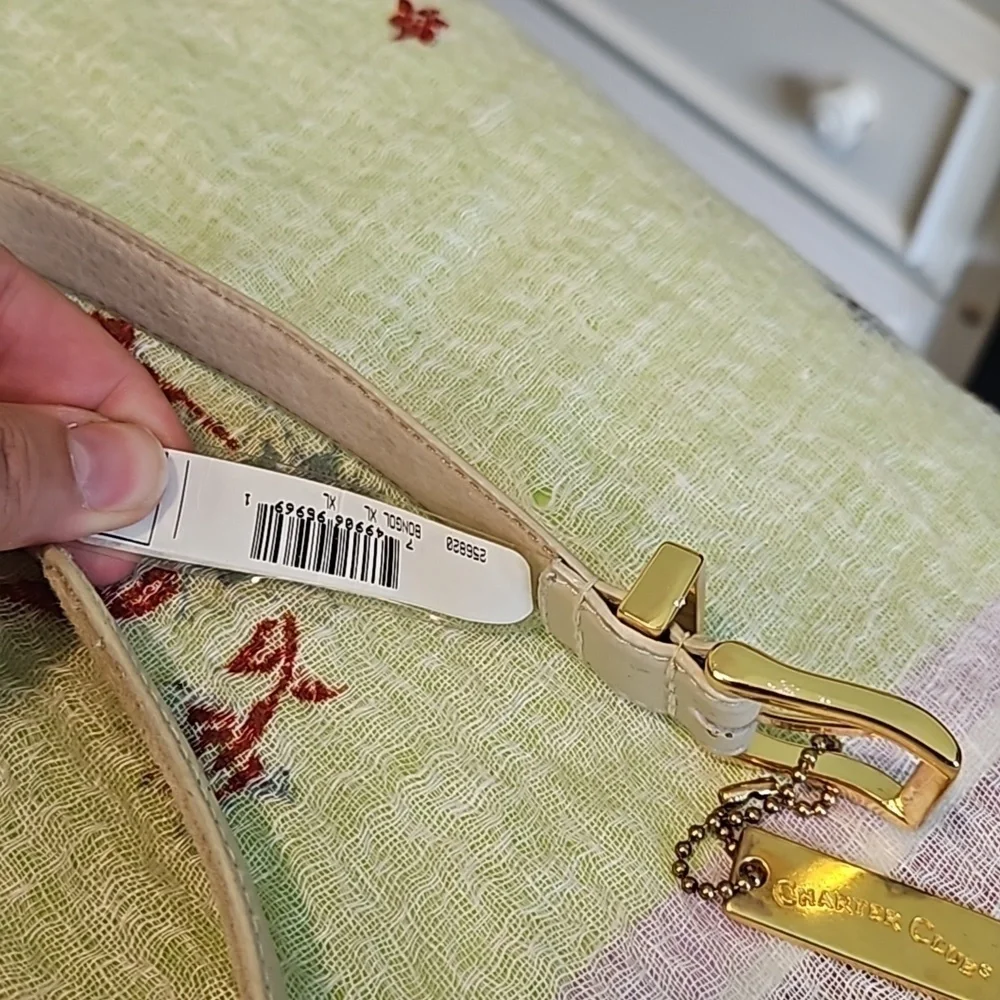 Charter Club Gold Buckle Belt Khaki Extra Large New With Tags